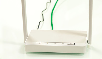 Switched-on router closeup.