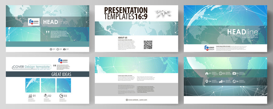The minimalistic abstract vector illustration of editable layout of high definition presentation slides design business templates. Chemistry pattern, molecule structure, geometric design background.