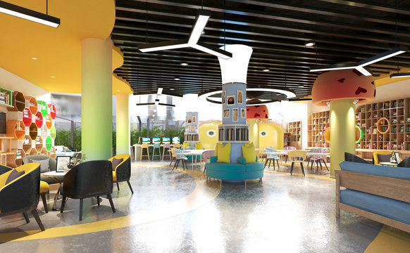 3d Render Kids School Interior