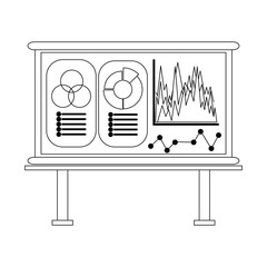 statistics graph on whiteboard black and white