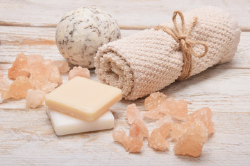 natural gray soap, a fizzy bath ball