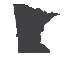 Vector Minnesota Map silhouette. Isolated vector Illustration. Black on White background.