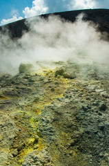 Smoking fumaroles on Vulcano island
