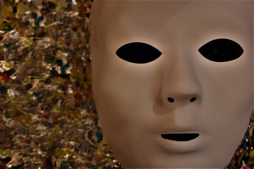 carnival mask, colored tinsel