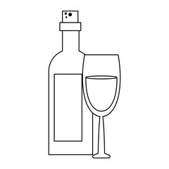 Wine drink bottle and cup black and white