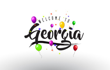 Georgia Welcome to Text with Colorful Balloons and Stars Design.