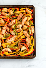 Italian Sausage and Peppers VErtical High Angle Shot