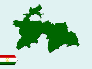 Tajikistan map with national flag 