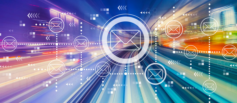 Emails with abstract high speed technology POV motion blur