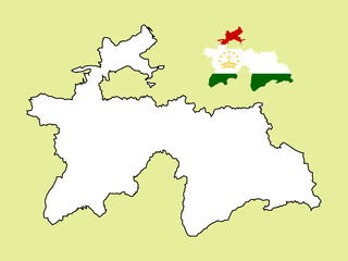 Tajikistan map with national flag 