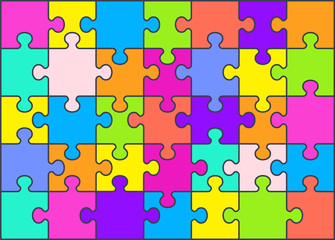 Bright puzzles. Flat vector cartoon illustration on a white background.