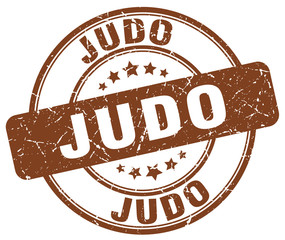 judo brown grunge round vintage rubber stamp