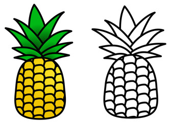 Simple pineapple icon, coloured / black and white version.