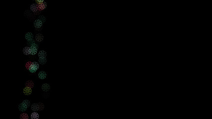 Abstract background with a variety of colorful snowflakes. Big and small.