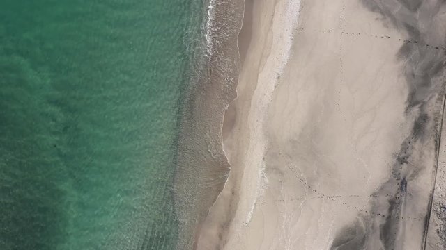 Aerial view from the air to the beach on the Bulgarian Black Sea coast