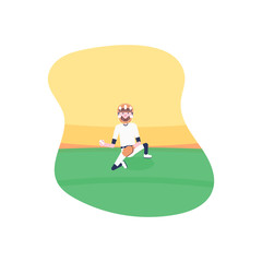 Fototapeta premium Vector Illustration. Set of baseball cartoon players: catcher, pitcher in modern flat style. Baseball equipment icon. Baseball characters team. Game moments