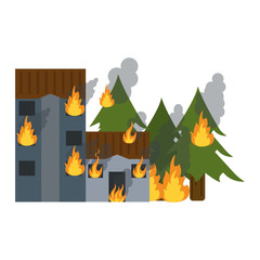 Buildings and forest in fire