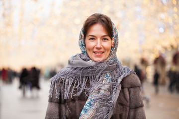 Portrait close up of young beautiful happy woman