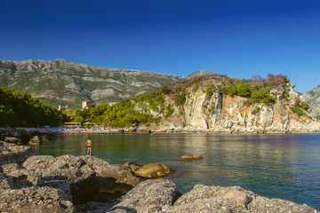 beautiful beach on the Adriatic Sea. Montenegro.