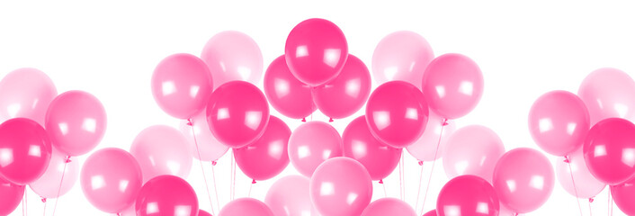 Pink party balloons on white background. © Hayati Kayhan