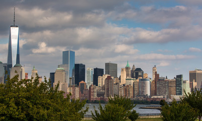 Fototapeta na wymiar A view of Lower Manhattan from Liberty State Park