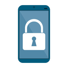 smartphone locked with padlock on screen