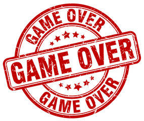 game over red grunge round vintage rubber stamp