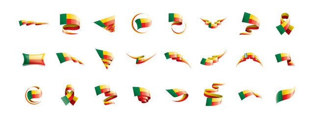 Fototapeta na wymiar Benin flag, vector illustration on a white background