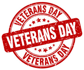 veterans day red grunge round vintage rubber stamp