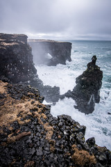 Waves Crashing against Cliffs