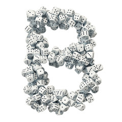Alphabet letter B, from gambling dice. 3D rendering