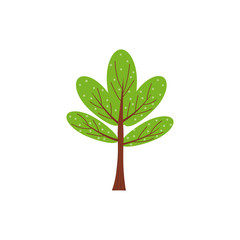 Tree forest green color stylized cute style. Vector, illustration, isolated, icon