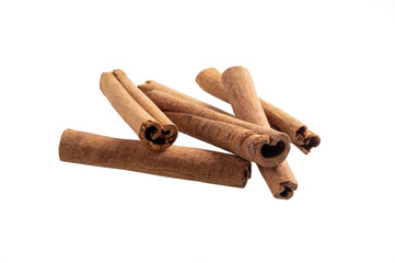 Cinnamon sticks isolated on white background