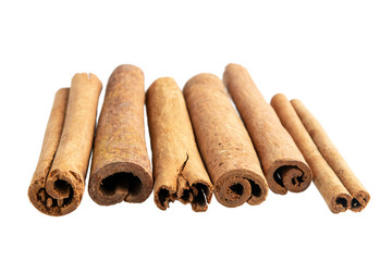 Cinnamon sticks isolated on white background