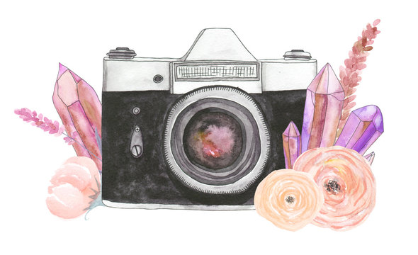 Watercolor camera flower 18