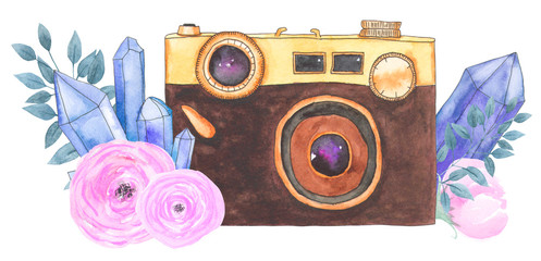 Fototapeta premium Watercolor camera flower 2