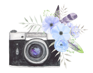 Watercolor camera flower 16