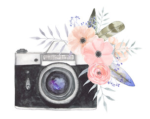 Watercolor camera flower 17