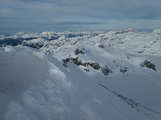Fototapeta na wymiar winter skitouring adventure in granastpitzgruppe mountains in austrian alps