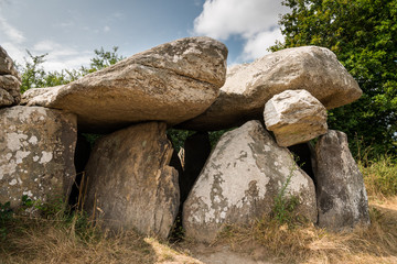 The Dolmen de Kerbourg on a sunny day in summer