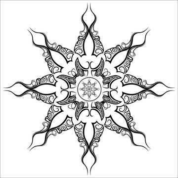 Black octgonal symbol. Vector illustration isolated on a white background.