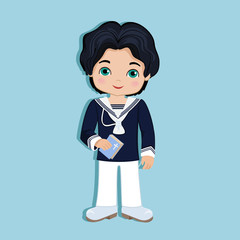 Set of design elements for First Communion for boys. Spanish sailor.