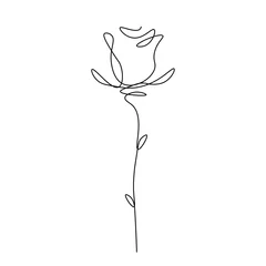 Fototapeten Roses flower one line draw, vector illustration. © Keya