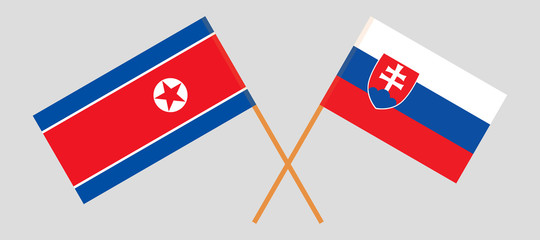 Slovakia and North Korea. The Slovakian and Korean flags. Official colors. Correct proportion. Vector