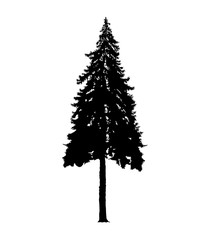 Silhouette of pine tree. Hand made.