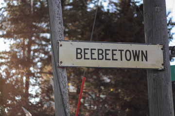 Small town Beebeetown Iowa sign