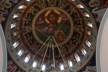 Fototapeta na wymiar Interior of Saint George Church on Paralimni, Cyprus on June 12, 2018.