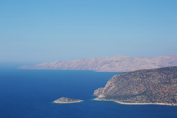 Obraz premium Greece, Aegean sea with waves, landscape beautiful bright photo