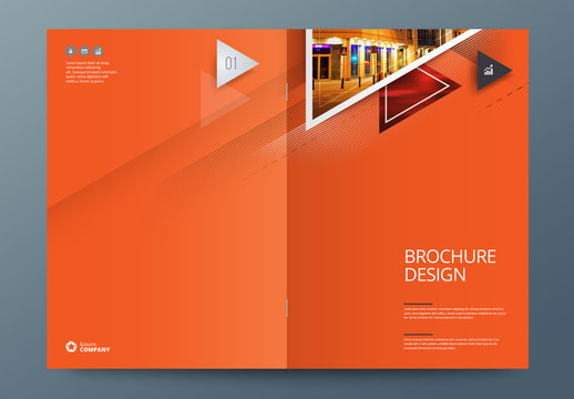 Orange Business Report Cover Layout with Big Triangles