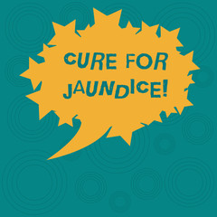 Conceptual hand writing showing Cure For Jaundice. Business photo showcasing often disappears on its own within two or three weeks Oval Color Speech Bubble with Stars as Outline Text Space